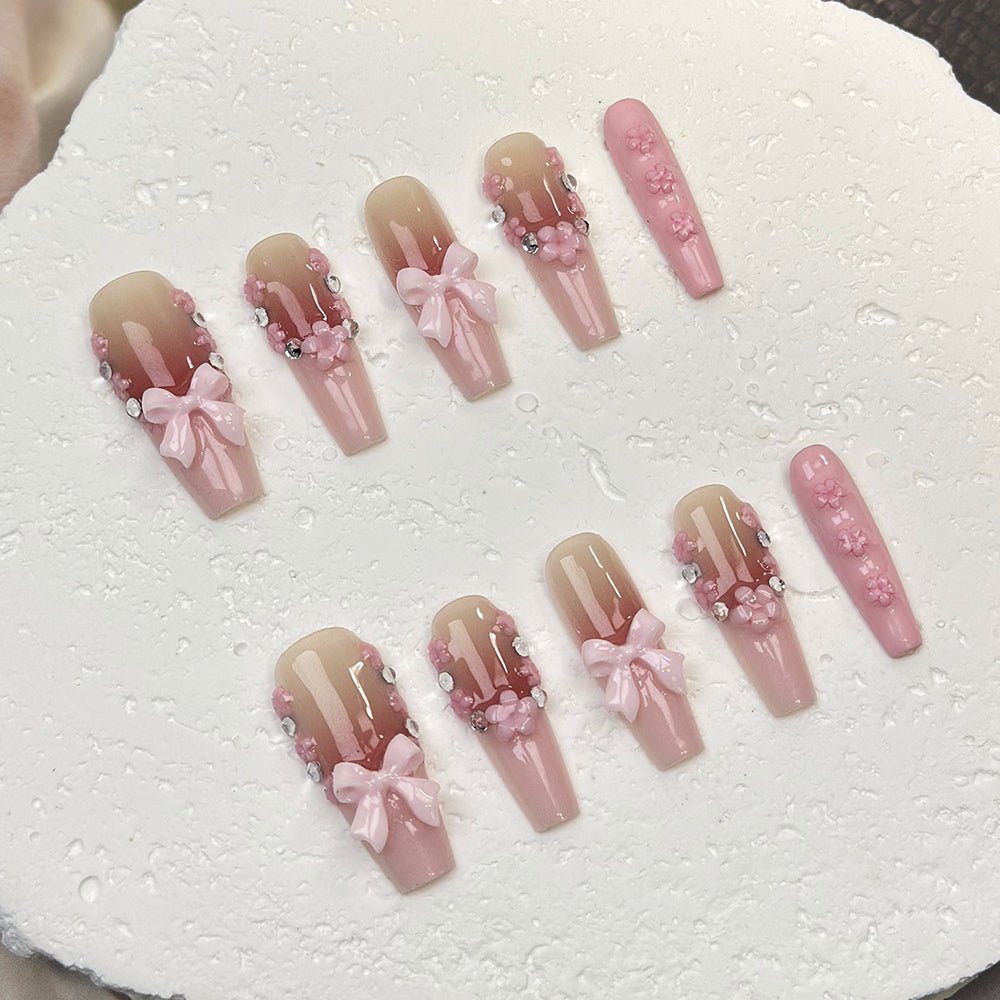 Pink Rose 3D Ombre Nails