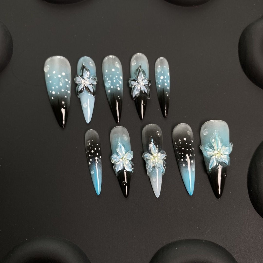 Midnight Orchid 3D Ombre Nails