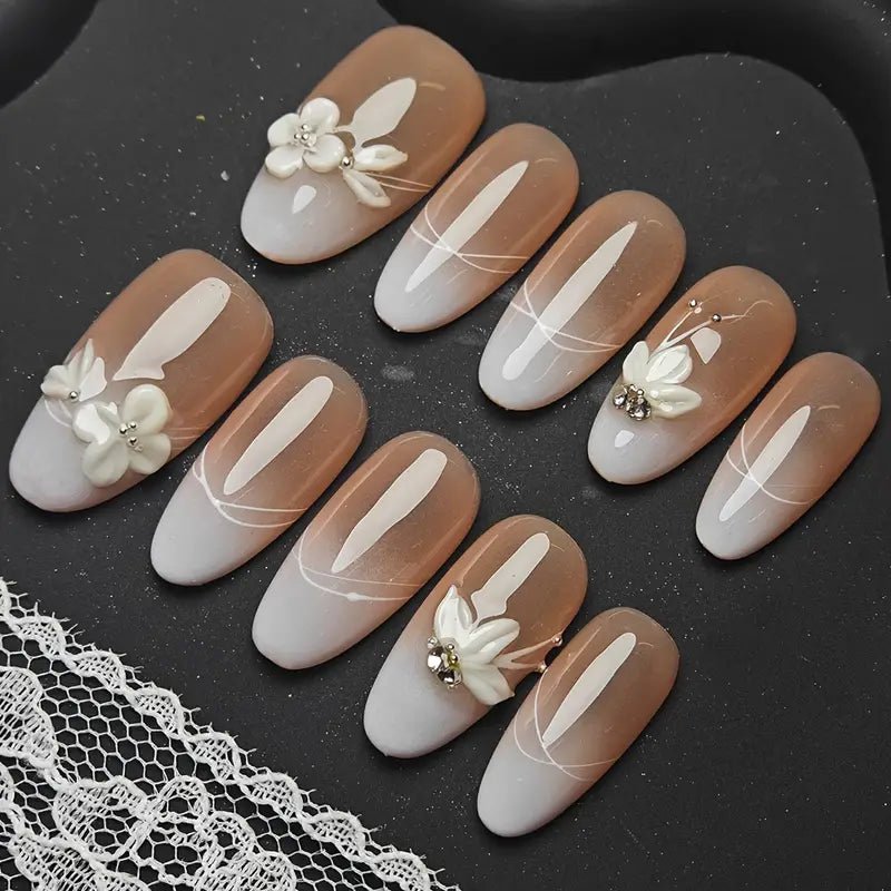 Nude Blossom 3D Ombre Nails