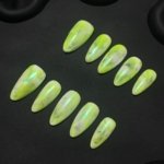 Fairy Green Marble Almond Ombre Nails