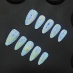 Light Blue Opal Almond Ombre Nails